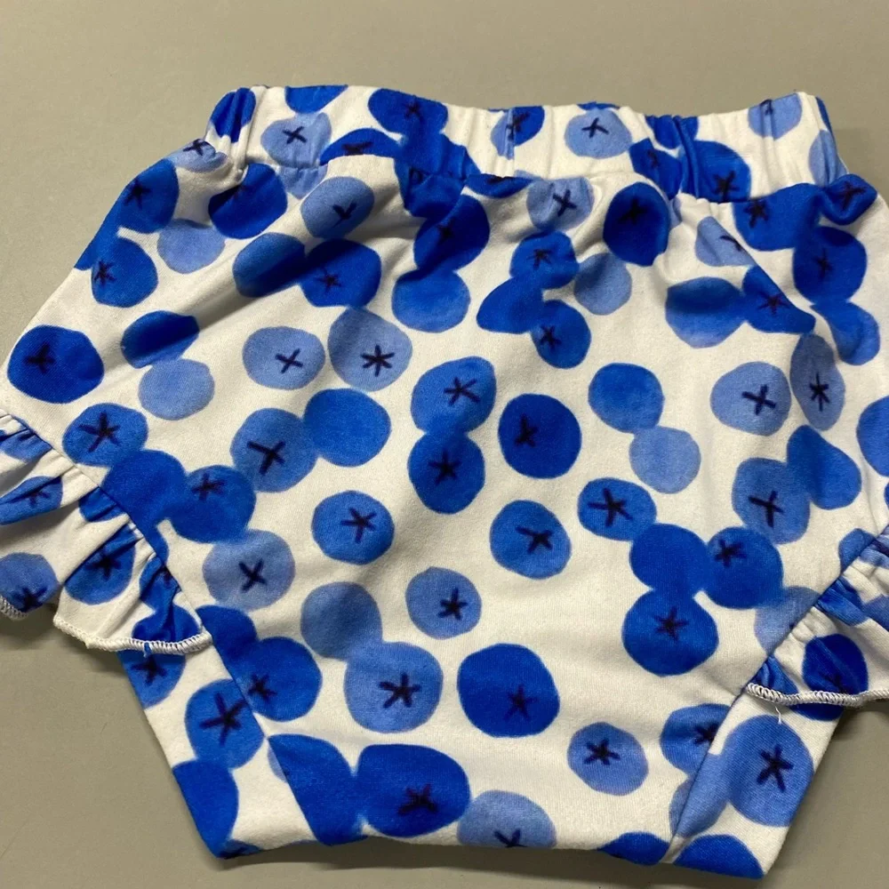 Blue and White blueberries Diaper Covers with Elastic Waistband size 2T